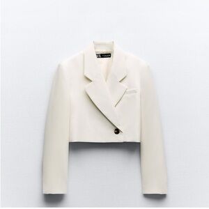 Zara Cropped White Women's Blazer